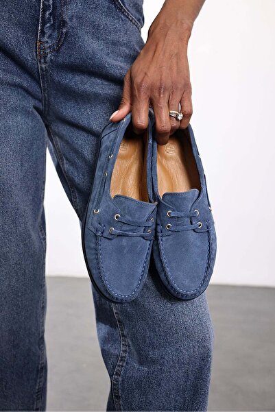 5in1Canpolat Blue Jean Suede Classic Shoes 25533