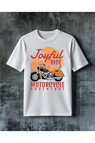 COMVİCHO Joyful Ride Motorcycle Printed Oversize T-Shirt