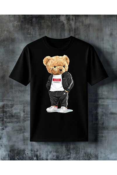COMVİCHO Love Yourself Bear Print Oversized T-Shirt