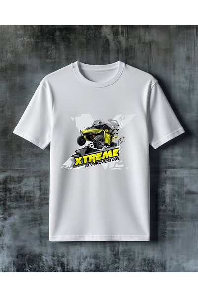 COMVİCHO Xtreme Adventure Atv Sari Printed Oversize T-Shirt