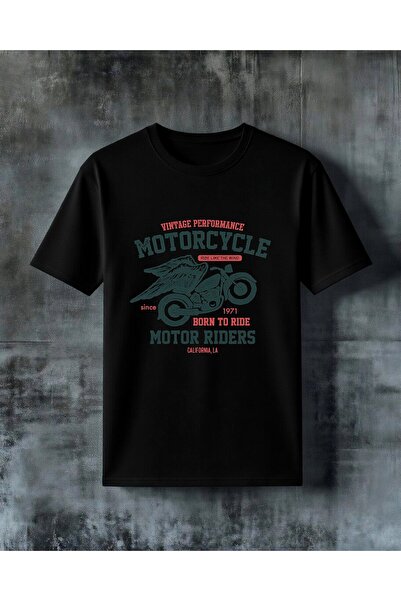 COMVİCHO Vintage Motorcycle Born to Print Oversized T-Shirt