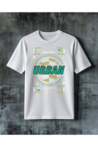 COMVİCHO Urban Logo Design Printed Oversize T-Shirt