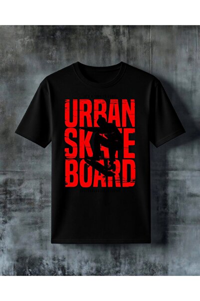 COMVİCHO Urban Skateboard Jump Trick Printed Oversize T-Shirt