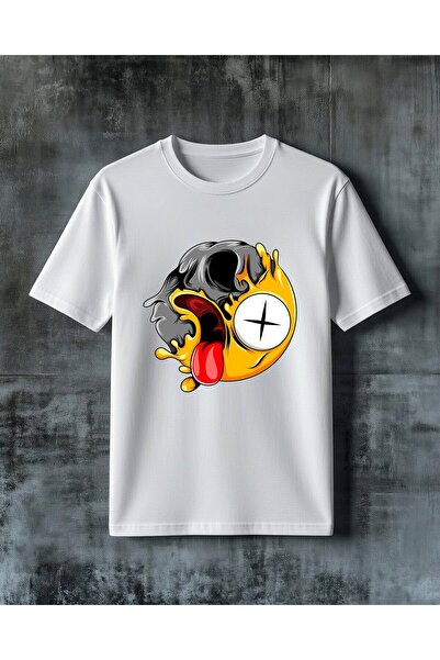 COMVİCHO Kafatasi Ates Kijiji Logo Printed Oversize T-Shirt