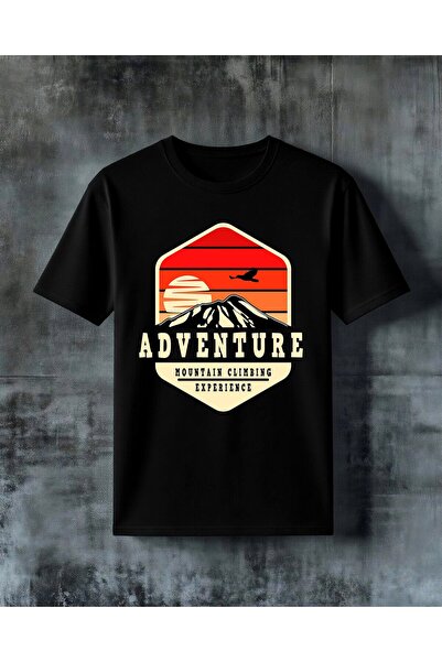 COMVİCHO تي شيرت كبير الحجم مطبوع عليه adventure dag tismanma