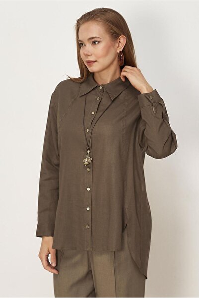 Alvina Shirt Collar Linen Tunic 46581