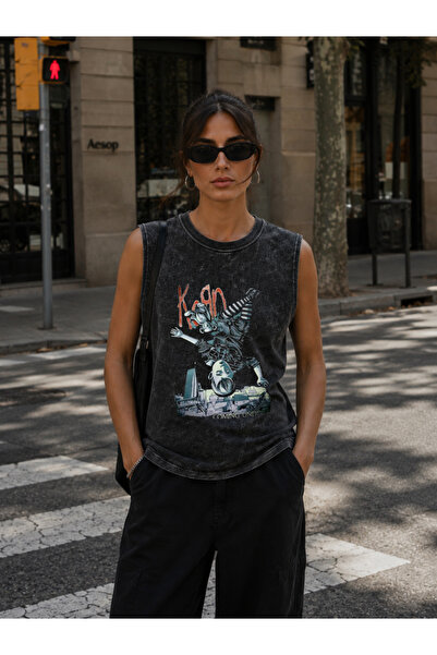 FREAK T-SHIRT تي شيرت كورن نو ميتال فينتاج مغسول بدون أكمام مقاس كبير