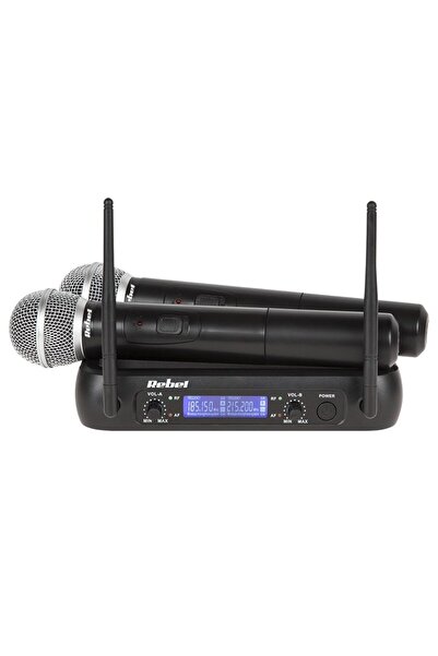 AZUSA Set of 2 REBEL AIK0112 professional wireless microphones with VHF recei...