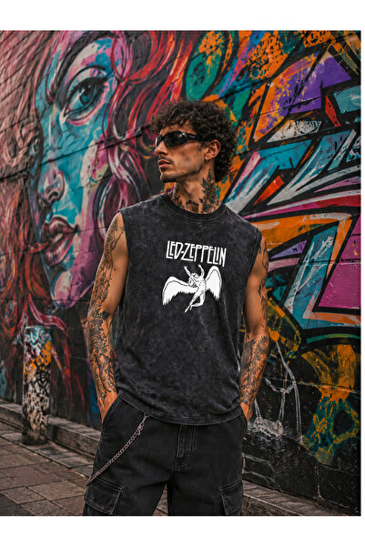 FREAK T-SHIRT Led Zeppelin Vintage Rock Oversize Sıfır Kol DTF Baskılı Tişört