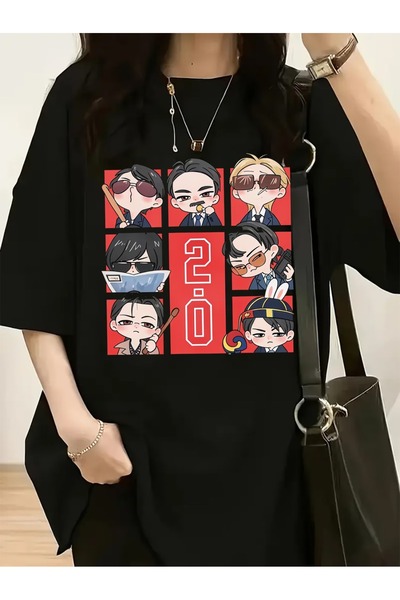 Touz Moda Bts Bangtan 2.0 Meme Chibi Unisex Oversize T-Shirt