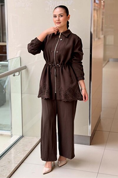 FUAT GÜRSEN Fuat Gürşen Laser Cut Detailed Cap Pants Double Set