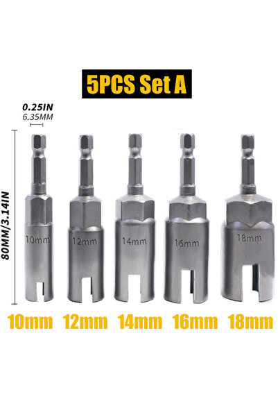 Choice 5PCS Set A 65mm 80mm 1/4” Hex Shank Wing Nut Driver Set Slot Wing Nuts...
