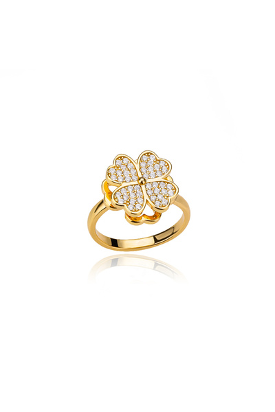 Choice resizable JZ3830G Heart Four Leaf Clover Rings for Women Gold Color St...