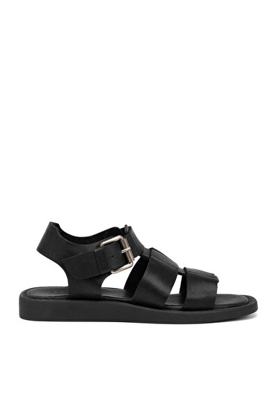 Tergan Siyah Hakiki Deri Kadın Sandalet - K25Y1SN68107-A23