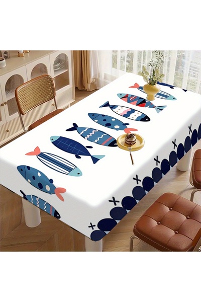 Choice 145x200cm A Bohemian Sardine Pattern Tablecloth, Polyester Table Cover...