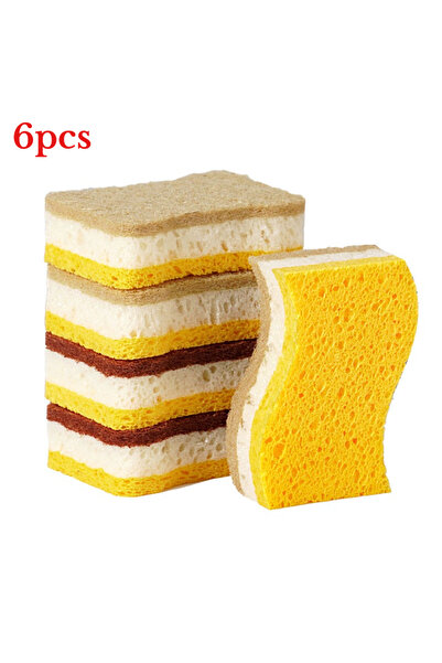 Choice3 6pcs beige S 6pcs Three-color Sisal Scouring Pad Wood Pulp Cotton Kit...