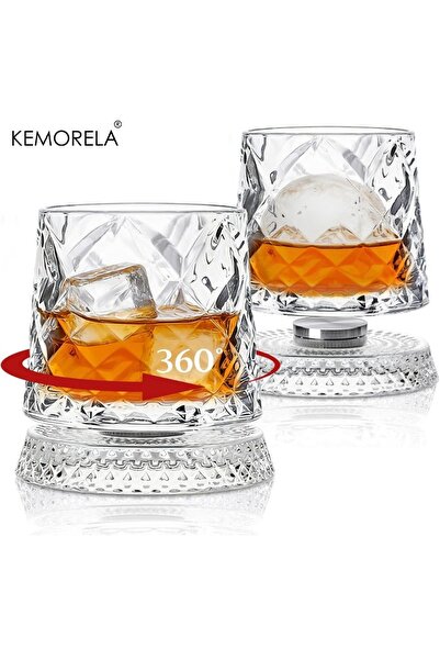 Choice 300ML 2PCS KEMORELA 300ML Spinning Whiskey Glasses 2PCS Old Clear Glas...