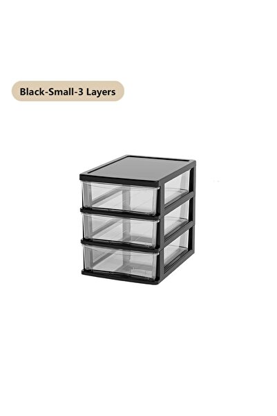 choice2 Black S 3 Layers Clear Desktop Storage Box with Drawer Heightened Tab...