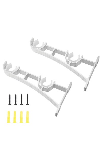 Choice1 White 2 Pcs Matte Black Double Curtain Rod Holders With Screw Durable...