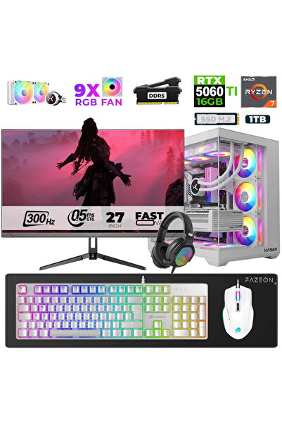 XASER Star X560 Ryzen 7 7800X3D 32GB Ram 1TB M.2 NVMe SSD 16GB RTX5060Ti 27" ...