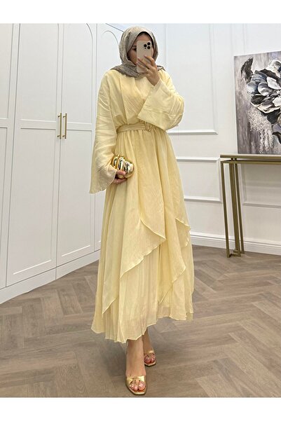 bezenstore AVEN GOLD TOKALI ŞİFON ELBİSE