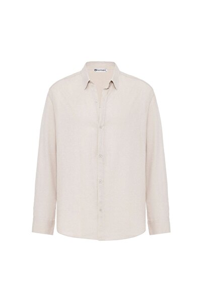 S13 Store Basic Oversize Uzun Kollu Keten Gömlek