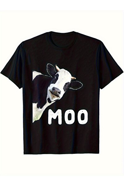 yiou trendy clothing تي شيرت رجالي بنمط وجه البقرة من MOO