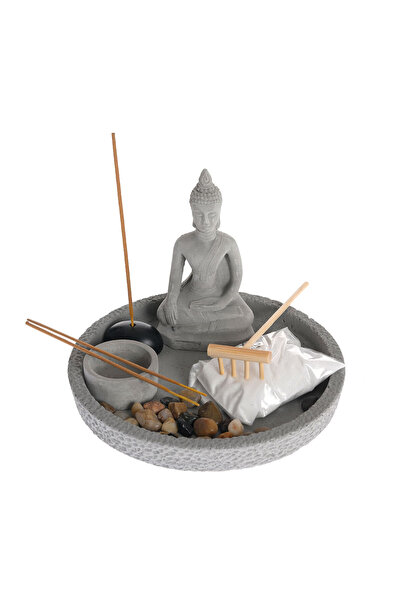 meli melo Decor Zen cu statueta Buddha, nisip, pietre si suport betisoare par...