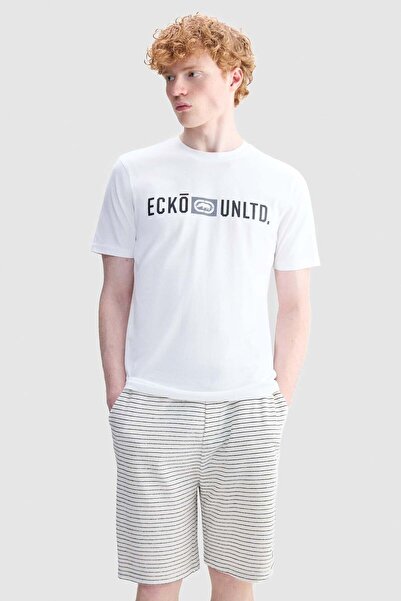 ecko unltd. BECKETT Regular Fit Bisiklet Yaka Baskılı %100 Pamuk Erkek Beyaz ...