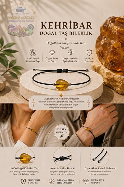 GÜMÜŞTEL EL SANATLARI Certified Amber Bracelet Natural Stone