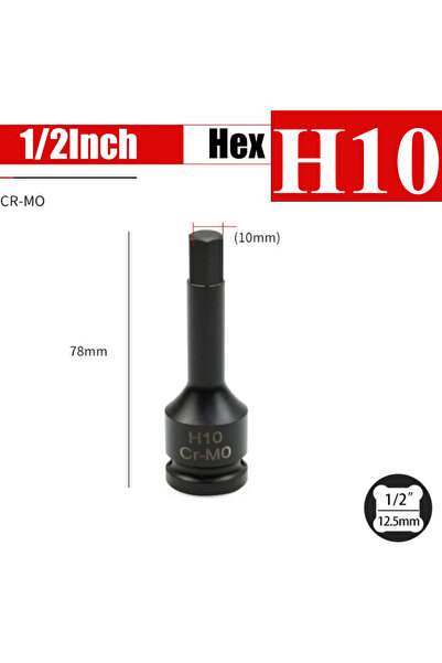Choice14 H10 1/2inch Impact Hex Socket Electric Drill Socket Adapter Air Impa...