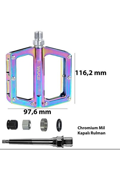 SARİSSA BİSİKLET Wake Alüminyum Rulmanlı Platform Pedal Rainbow Bisiklet Peda...