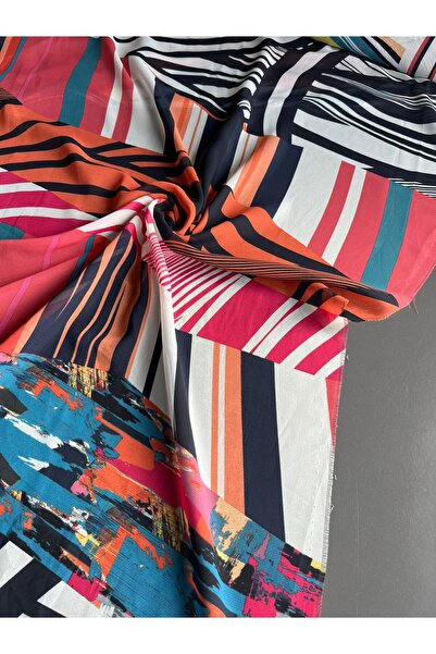 Kumaş sever Patterned Multi Chiffon Fabric Series Double Width Meter Tiger Ge...