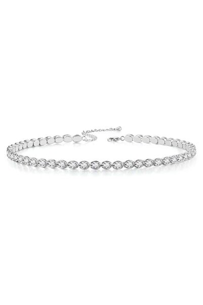 Eva Grace Melinda tennis necklace, silver, with Stone-Embellished