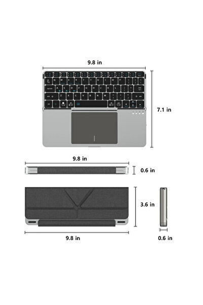 Fogy Tüm Tabletler için ve Z Fold Cihazlar için Uyumlu Mag Touchpad Blutooth Standlı Klavye 8inç ve 14.6 inç kadar Destekler