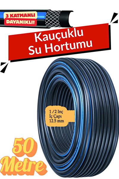 KAYRA LEATHER CRAFT Termo Kauçuklu Bahçe Hortumu 50 Metre Dayanıklı 3 Katlı S...