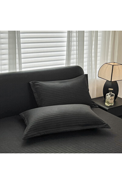 Choice4 غطاء وسادة أسود ناعم وقابل للتنفس مقاس 48×74 سم، قطعتان، غطاء وسادة ع...