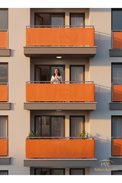 Başak Ev Tekstili 67 ve 75 Cm Genişliğinde Turuncu Pilsa Balkon Brandası