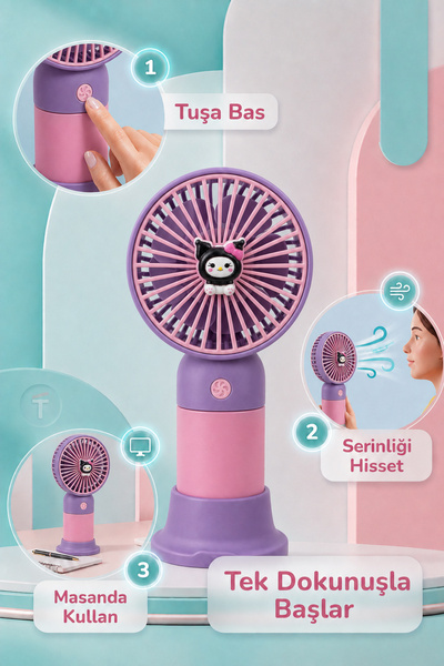 ALFAGİFT USB Şarjlı Mini El Fanı Taşınabilir Sessiz Masaüstü Vantilatör Mini Fan