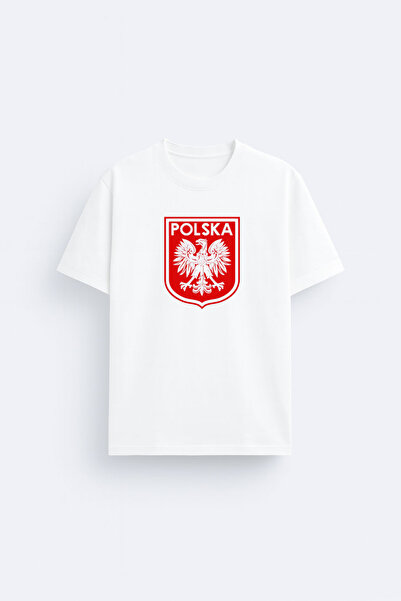 AYDESİGN Tricou alb din țesătură de bumbac imprimată cu echipa națională de f...