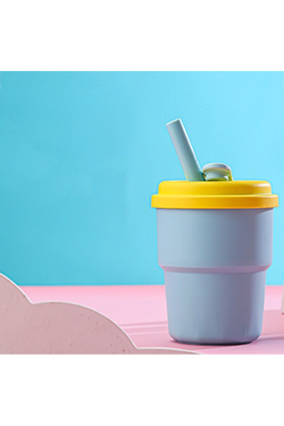 choice2 Blue 380ML Silicone Water Cup Portable Cute Children's Plastic Cup wi...
