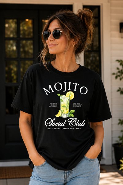 Büşra Çetin Unisex Mojito Social Club T-Shirt, Casual T-Shirt, Group T-Shirt, Printed Unisex T-Shirt, Crew Neck T-Shirt