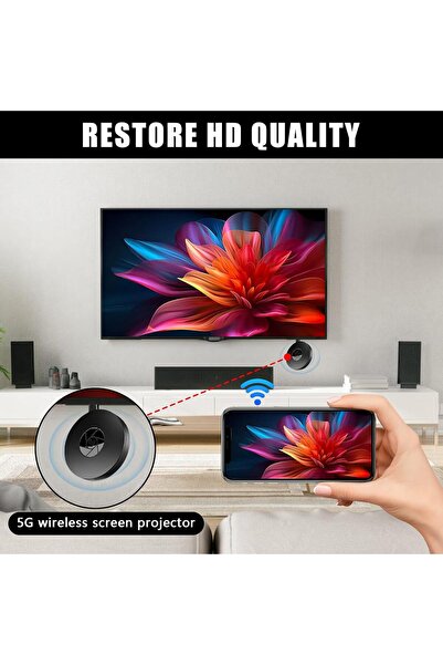 Rabelix Online Marketing 4K HDMI WiFi Dongle–Kablosuz Ses Ekran Yansıtıcı | Her TV ve iOS & Android Uyumlu