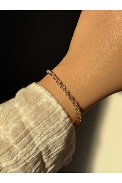Vola Collection Steel Waterway Oval Stone Gold Elegant Women's Bracelet