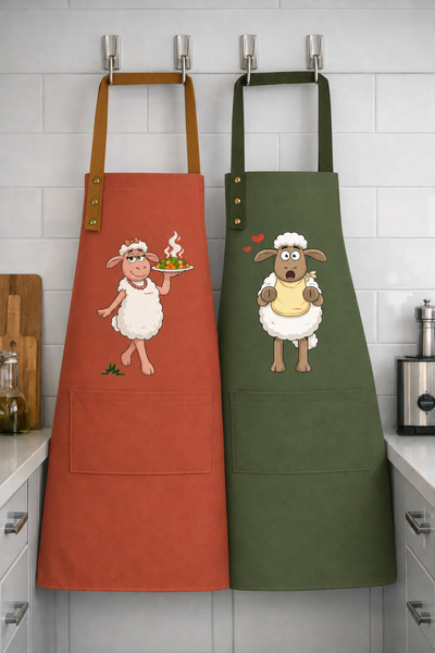 Hulganz Kitchen Apron Set of 2 Stain-Resistant Water-Repellent Fabric Colorfa...