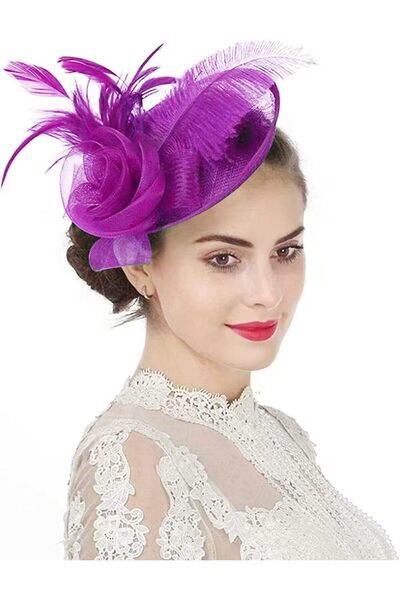 Other Elegant Fascinators Hat with Flower Mesh Feather Clip for Women Girls -...