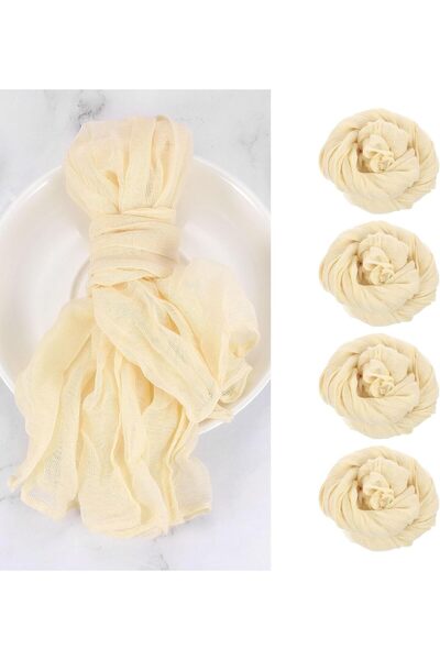 QUARKZMAN 12 Gauze Napkins, 20x20 Inches, Rustic Beige, Decorative for Weddin...