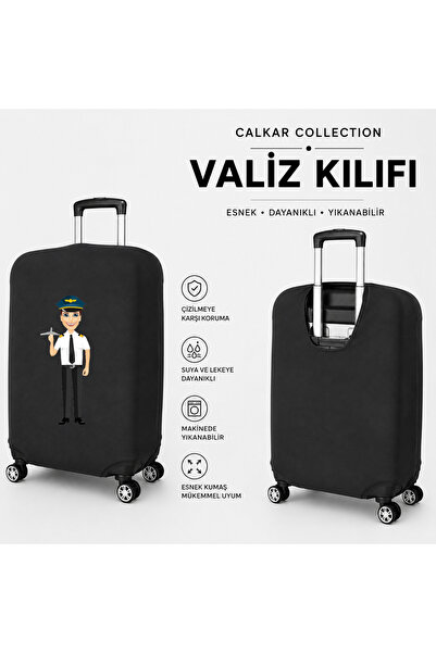 CALKARCOLLECTION غطاء حقيبة سفر أسود مطبوع من Travel Mode لحماية الحقائب