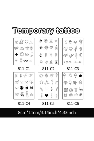 Choice1 811C Small Minimalist Pattern Herbal Temporary Tattoo Stickers, Long-...