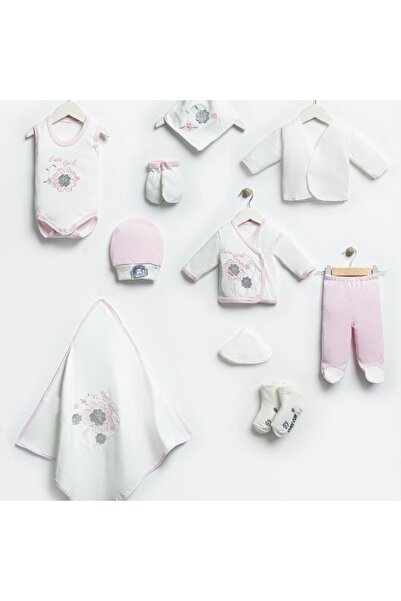 Minimio Kids 10-Piece Premium Floral Embroidered Baby Girl Hospital Outfit